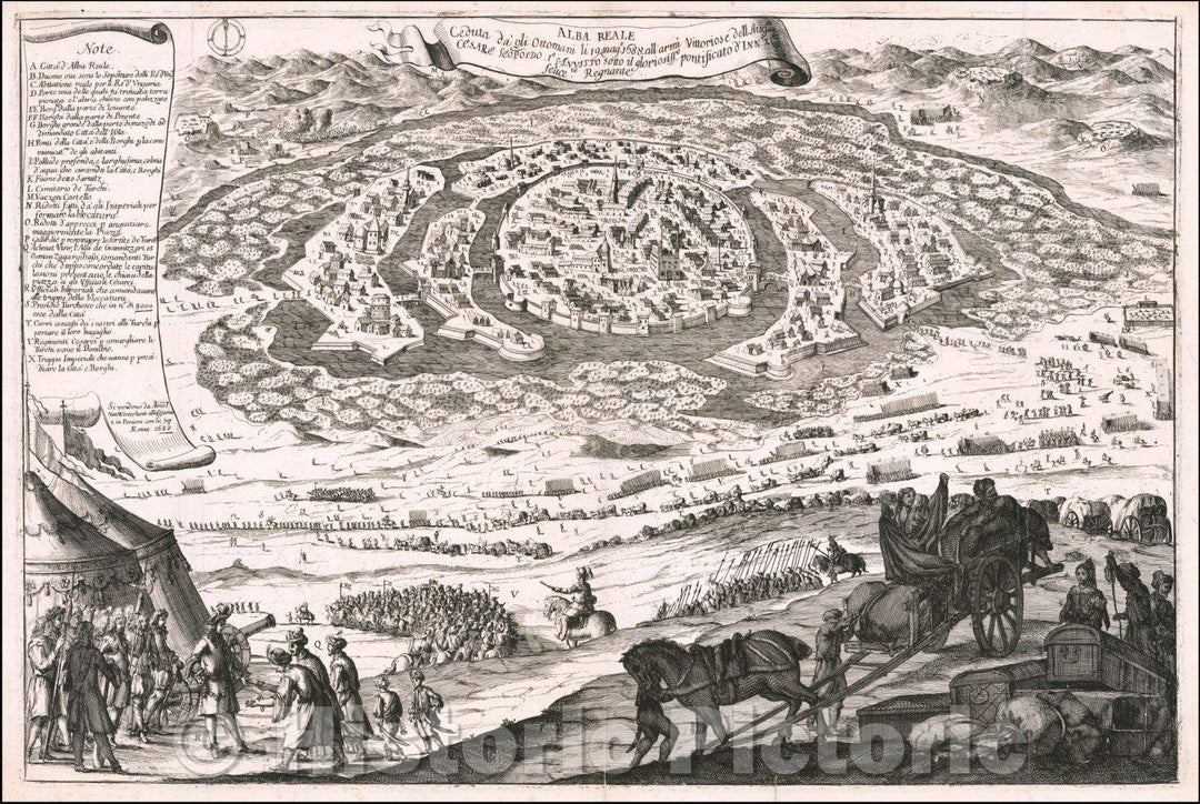 Historic Map - [Sz?esfeh?v?, Hungary] Alba Reale Ceduta da gli Ottomani li 19 mago :: The Liberation of Sz?esfeh?v? and Surrender of The Ottoman Command, 1688 - Vintage Wall Art