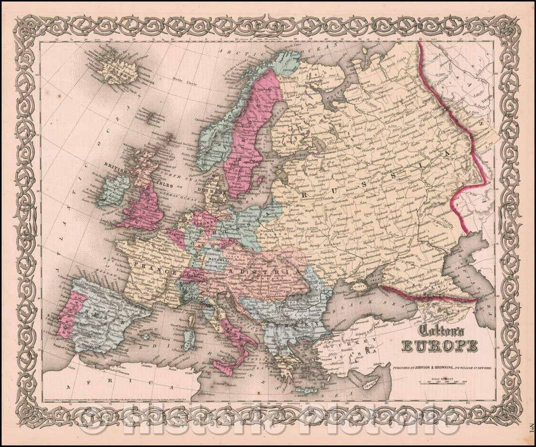 Historic Map - Colton's Europe, 1859, Joseph Hutchins Colton - Vintage Wall Art