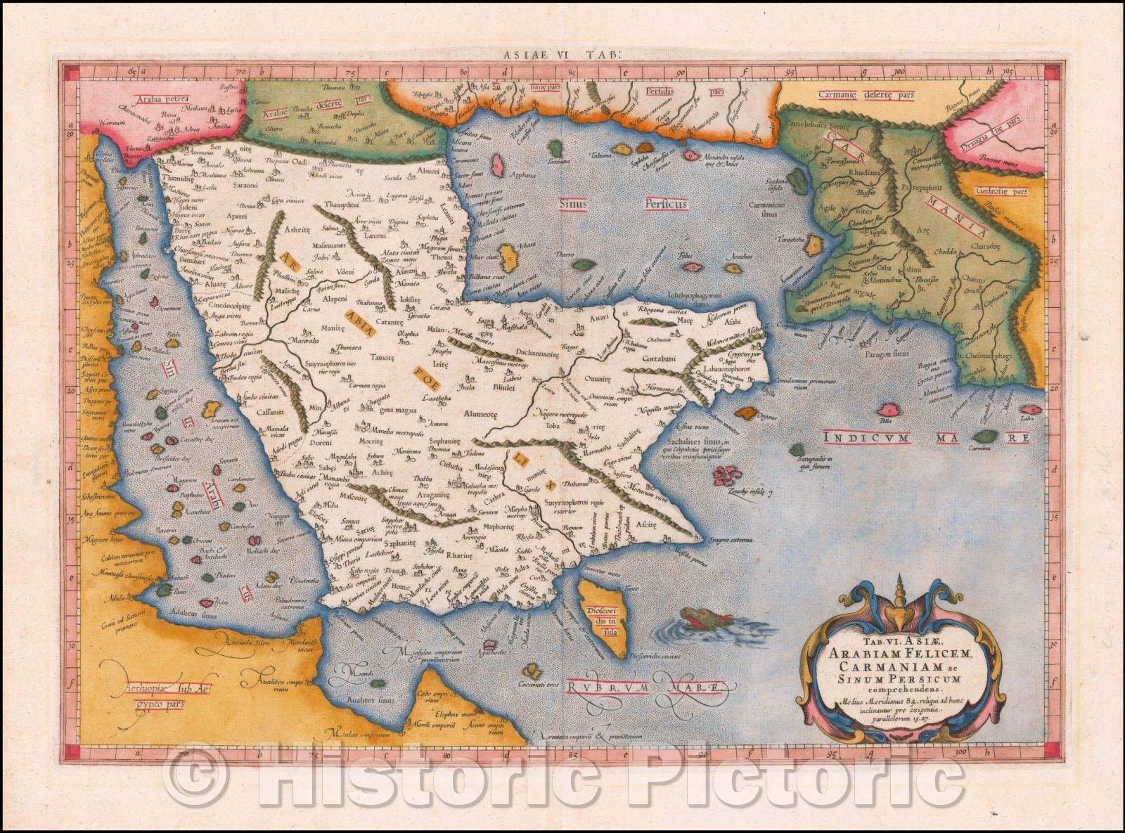 Historic Map - Tab. VI. Asiae, Arabiam Felicem, Carmaniam ac Sinum Persicum, 1695, Gerard Mercator v2