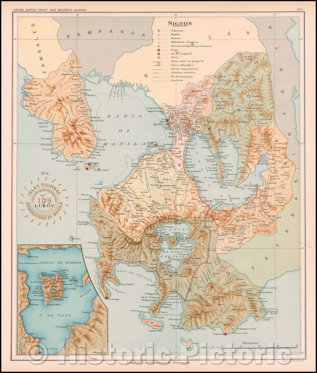 Historic Map - Luzon, at the northern end of the Philippines, 1899, Hoen & Co. v2