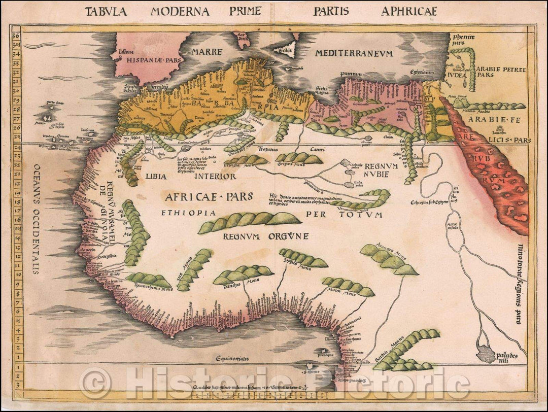 Historic Map - Tabula Moderna Prime Partis Aphricae/Modern Map of the North Part of Africa, 1513, Martin Waldseem?ller - Vintage Wall Art