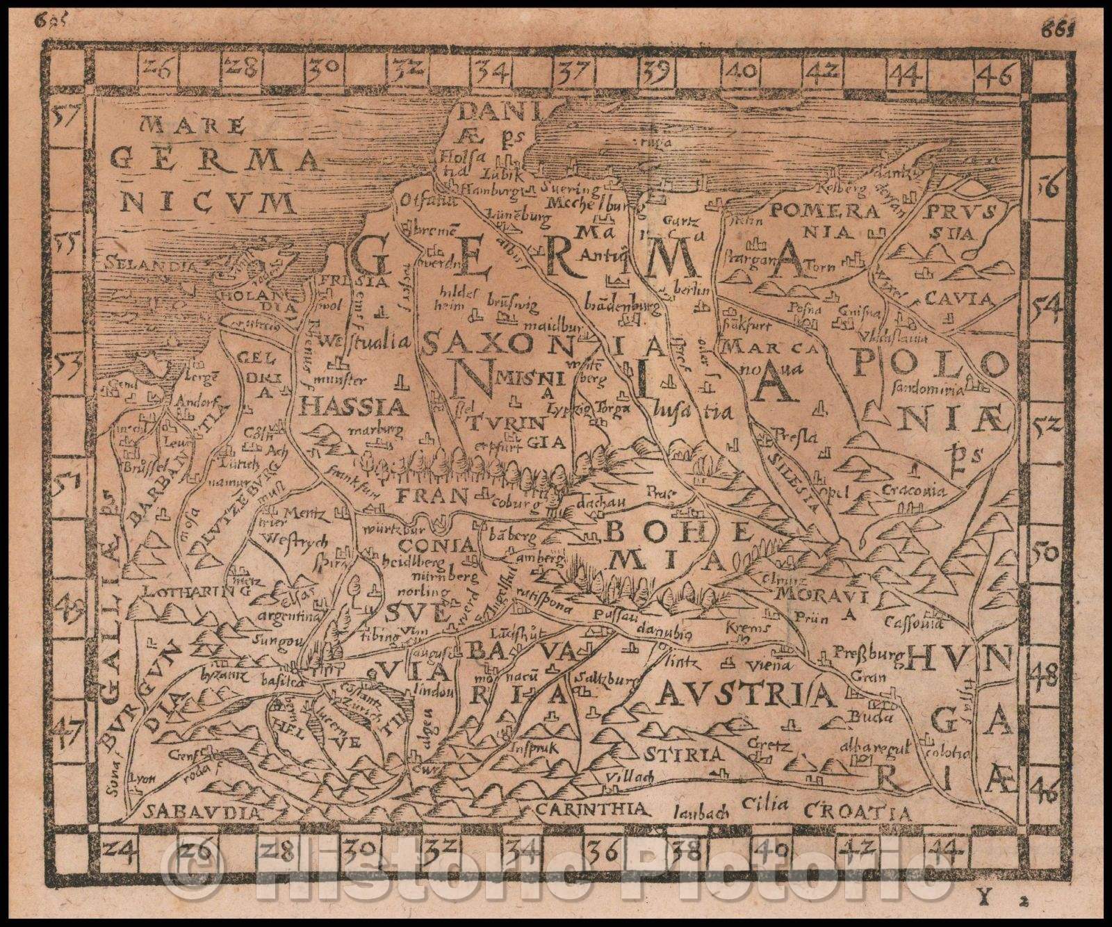 Historic Map - [Germania] and [Seeland] (Sjaelland/Denmark) / Maps of the Holy Roman Empire and Sjaelland, 1561, Johann Honter - Vintage Wall Art