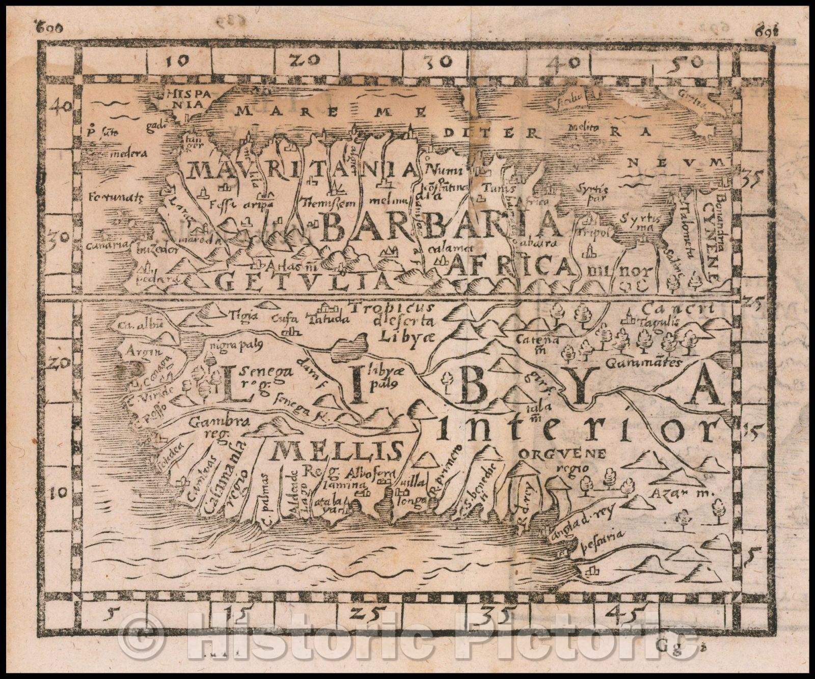 Historic Map - Libya Interior andMalta, 1561, Johann Honter - Vintage Wall Art