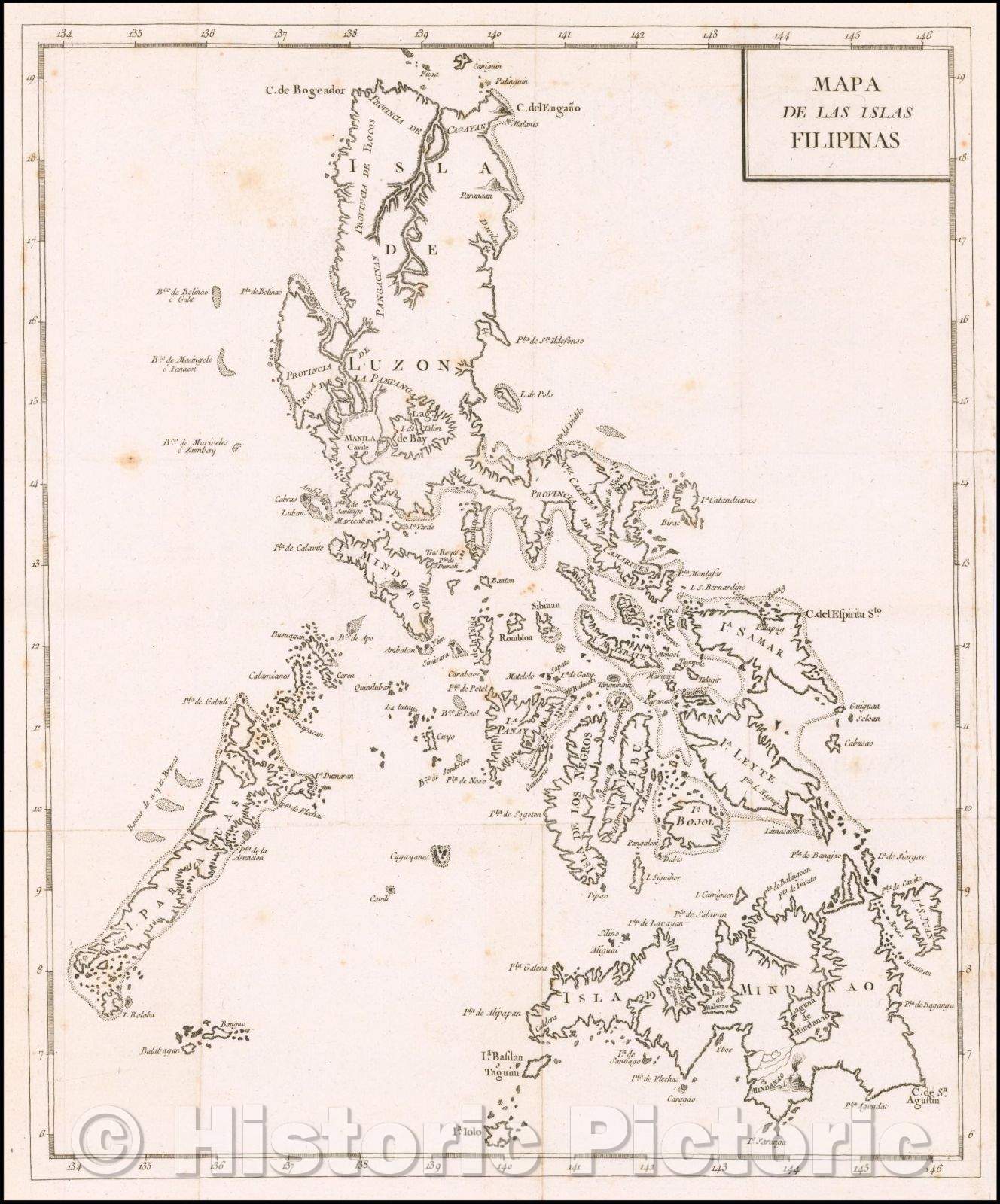 Historic Map - Mapa de Las Islas Filipinas/Duque de Almodovar's Map of the Philippines, 1790, Pedro de Gongora y Lujan, Duque de Almodovar - Vintage Wall Art