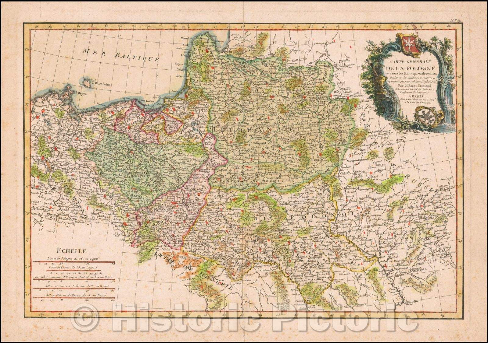 Historic Map - Carte Generale De La Pologne avec tous les Etats qui endependent :: Poland, massive territorial losses to the Russians and Prussians, 1783 - Vintage Wall Art