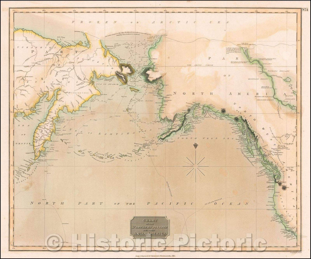 Historic Map - Chart of the Northern Passage Between Asia & America, 1816, John Thomson v4