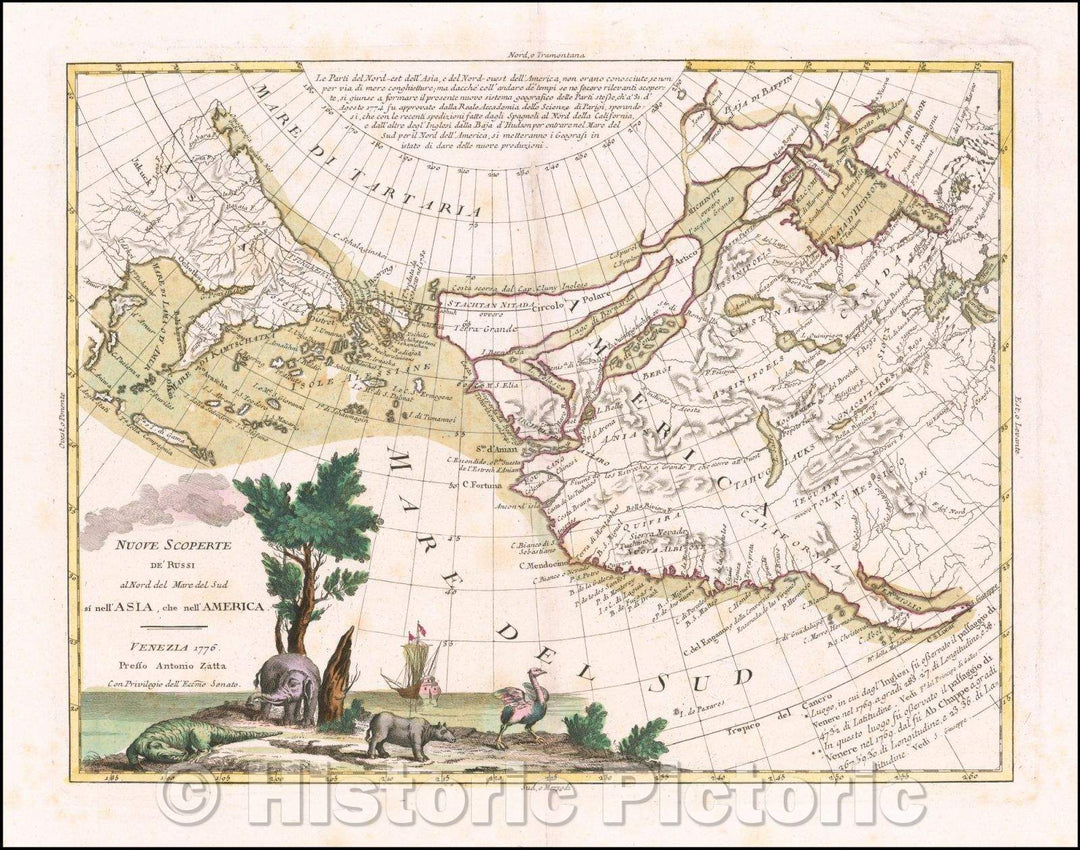 Historic Map - Nuove Scoperte de' Russi al Nord del Mare del Sud si nell'Asia, che nell'America, 1776, Antonio Zatta v3