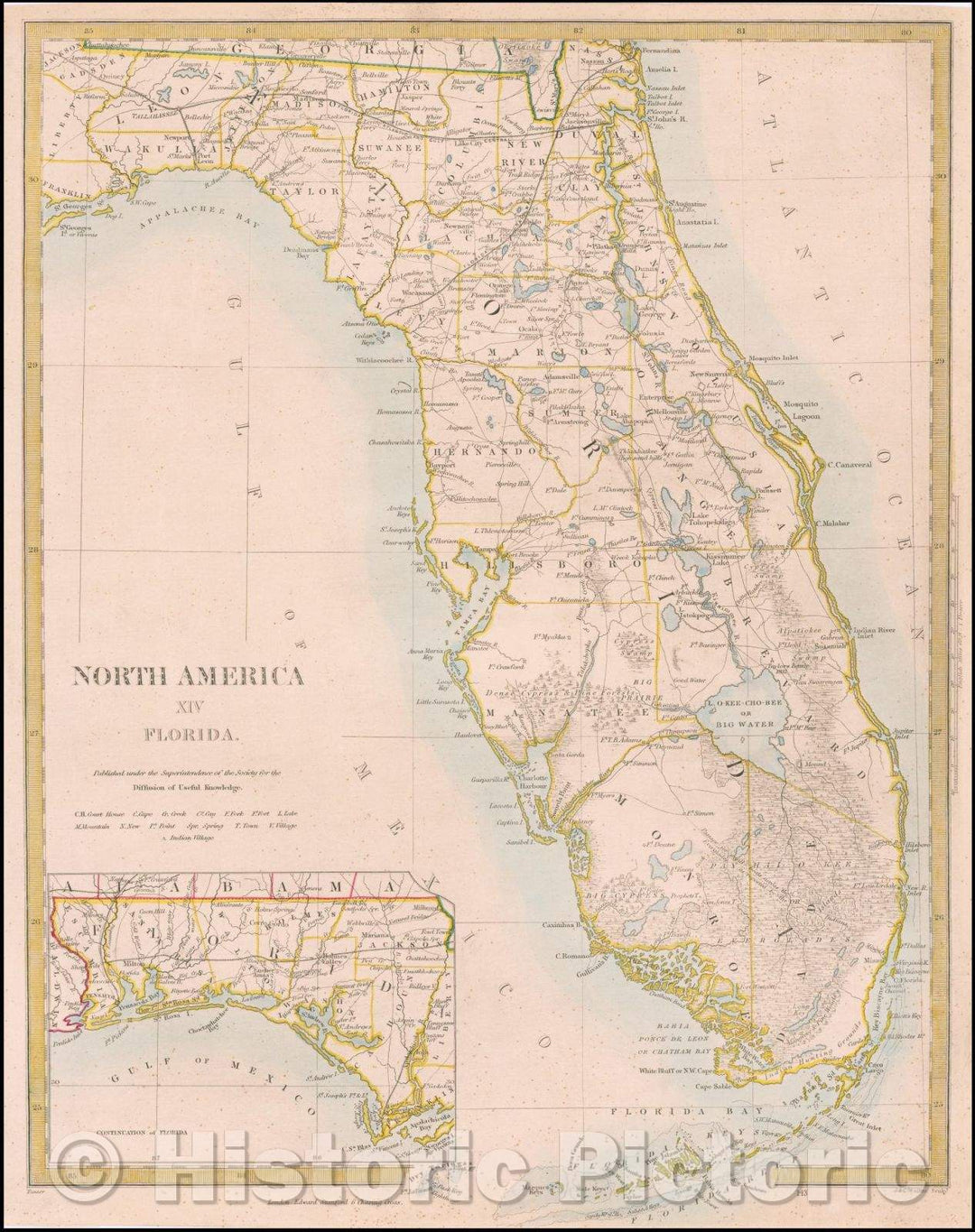 Historic Map - North America XIV Florida, 1860, SDUK v2