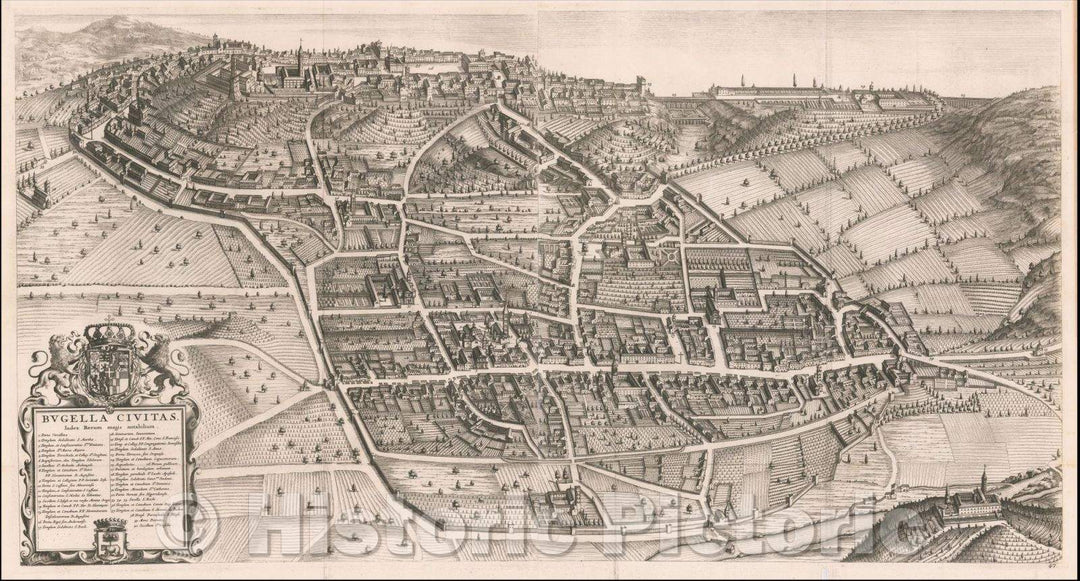 Historic Map - Bugella Civitas/Biella in the Piedmont region of Northern Italy, 1688, Johannes et Cornelis Blaeu - Vintage Wall Art