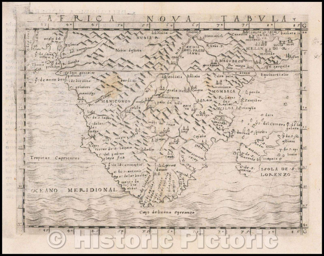 Historic Map - Africa Nova Tabula/Africa Nova Tabula, 1548, Giacomo Gastaldi - Vintage Wall Art