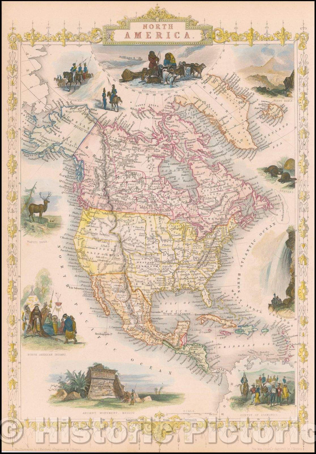 Historic Map - North America, 1851, John Tallis v1