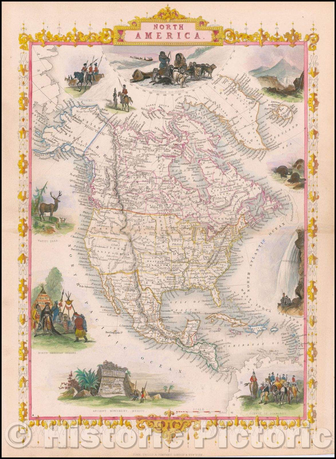 Historic Map - North America, 1851, John Tallis v2