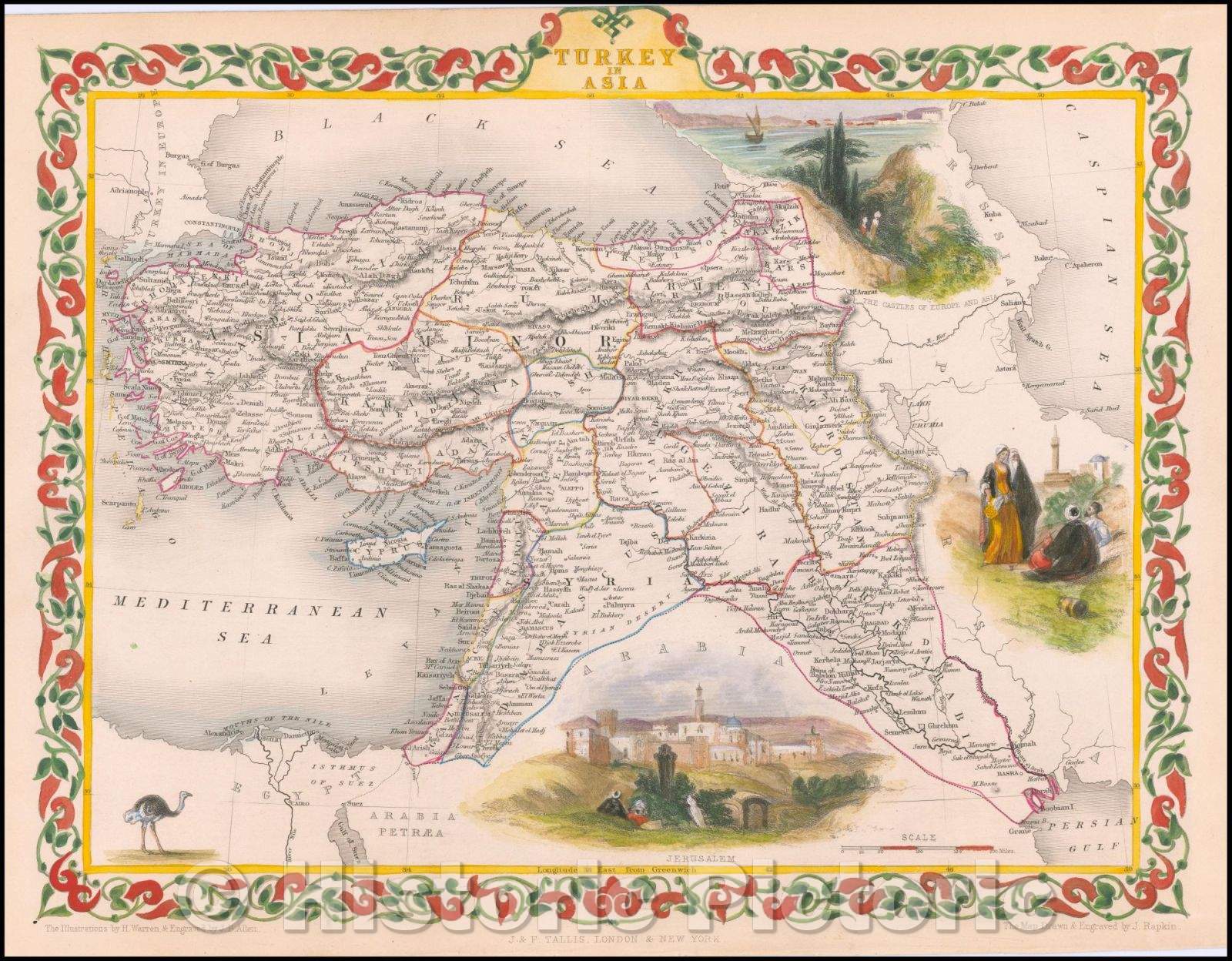 Historic Map - Turkey in Asia [with Cyprus], 1851, John Tallis v2