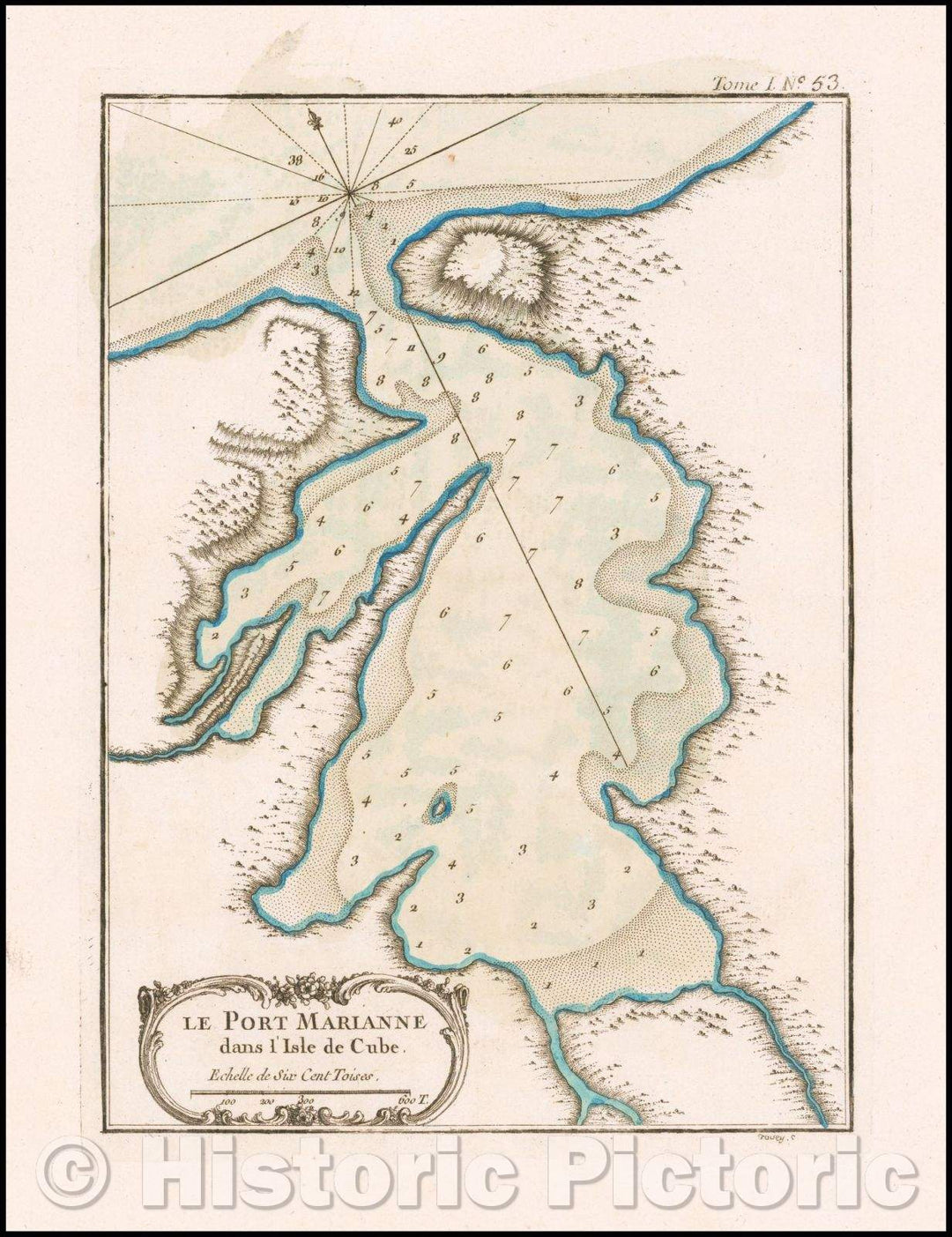 Historic Map - Le Port Marianne dans l'Isle de Cube/Engraved Map of Mariel Bay on the Northwest Coast of Cuba, 1764, Jacques Nicolas Bellin - Vintage Wall Art