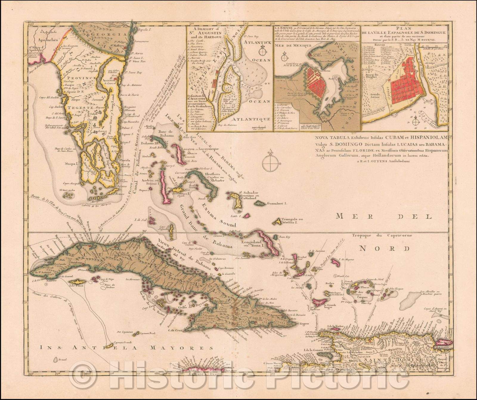 Historic Map - Exhibens Insulas Cubam et Hispaniolam vulgo S. Domingo Dictam Insulas Lucaias seu Bahamanas ac Peninsulam Floridae ex Novissimis Observati, 1740 v2