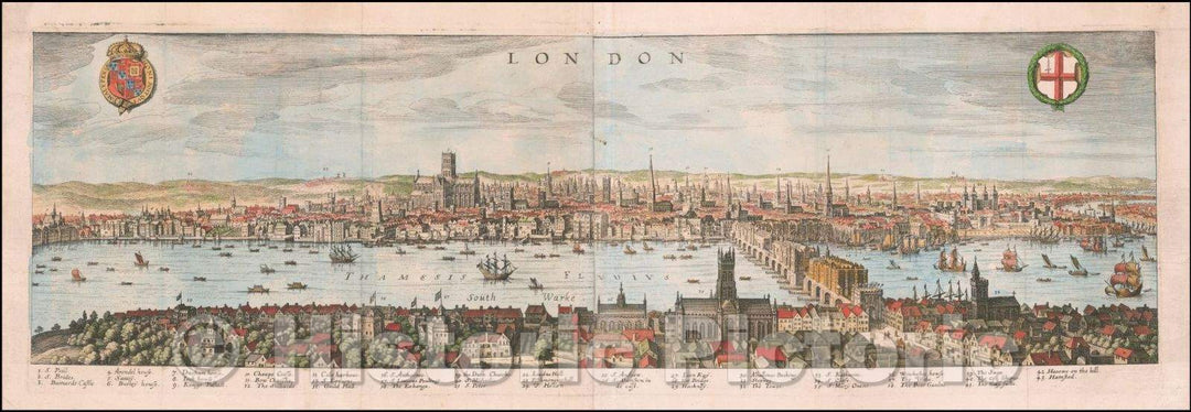 Historic Map - London, England, 1638, Matthaeus Merian - Vintage Wall Art