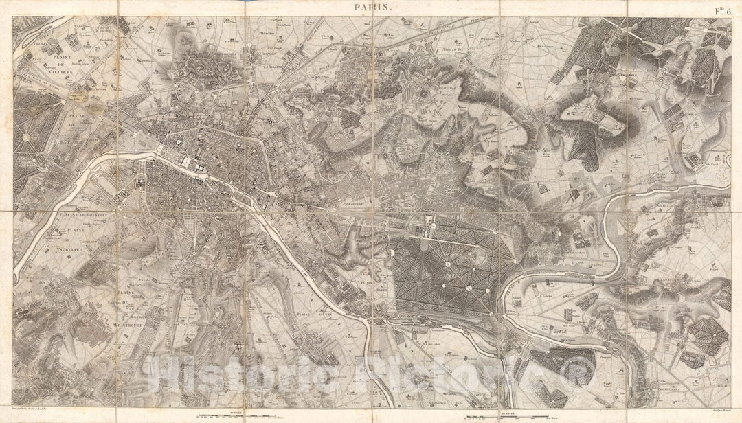 Historic Map : Sheet 6. Paris. Carte topographique des environs de Versailles, dite des Chasses imp?riales., 1807, Vintage Wall Decor