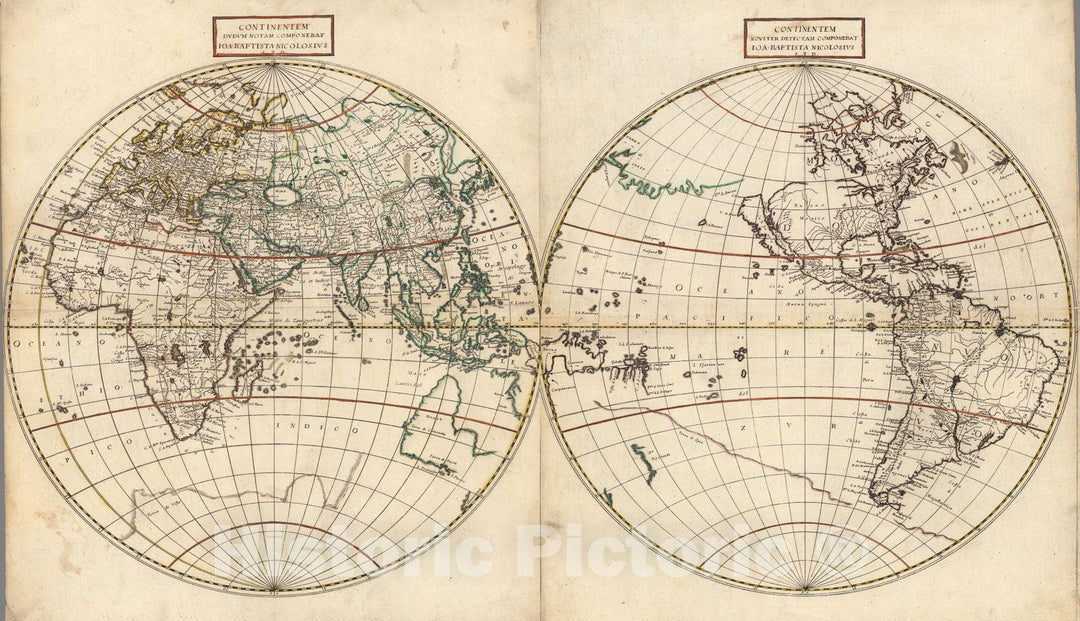 Historic Map : Continentem Dudum Notam Componebat (with) Continentem Noviter Detectam Componebat., 1660, Vintage Wall Decor