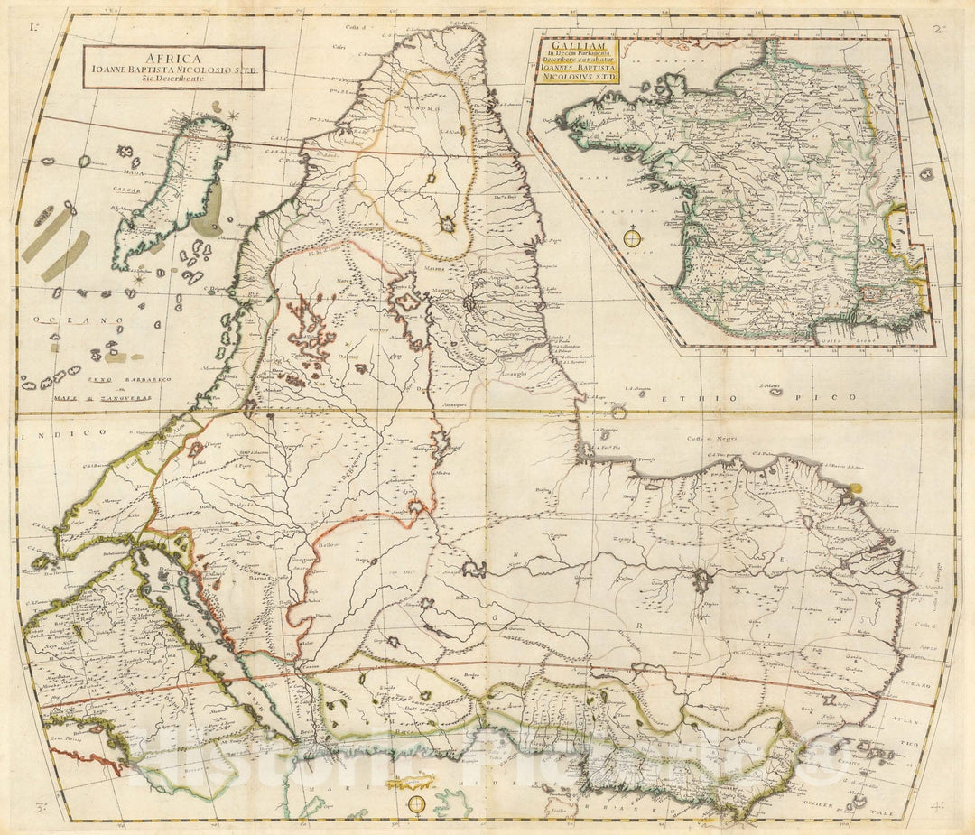 Historic Map : Africa. Ioanne Baptista Nicolo, 1660, Vintage Wall Decor