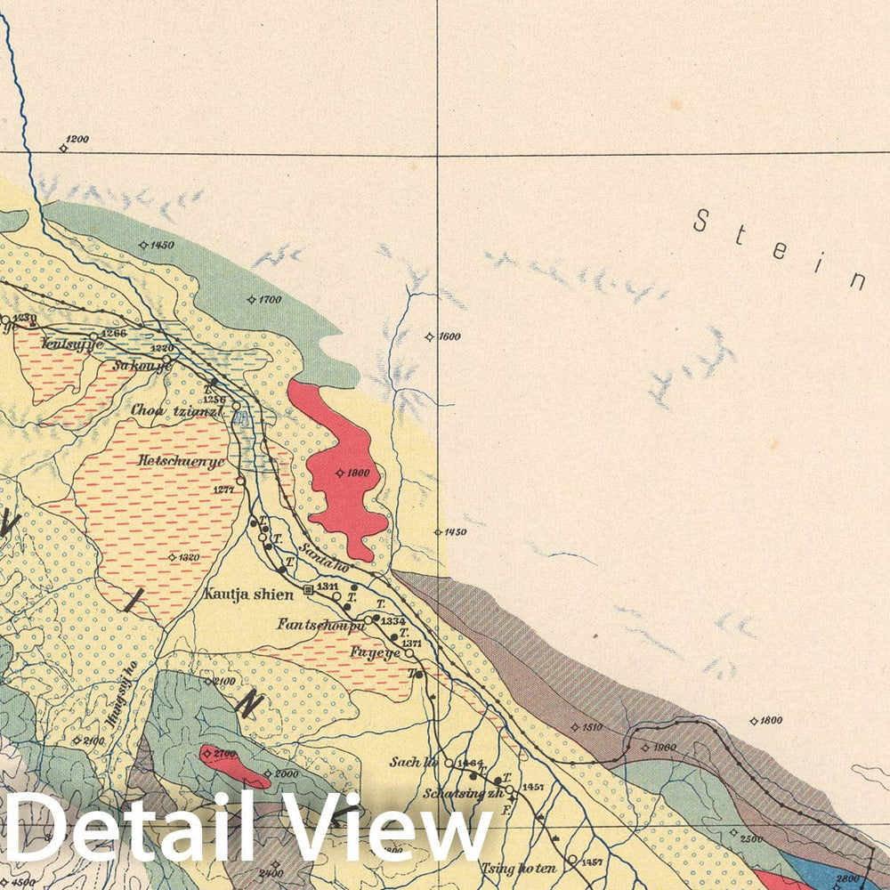 Historic Map : B. I: Geological map. Provinz Kansu, 1884, Vintage Wall Decor