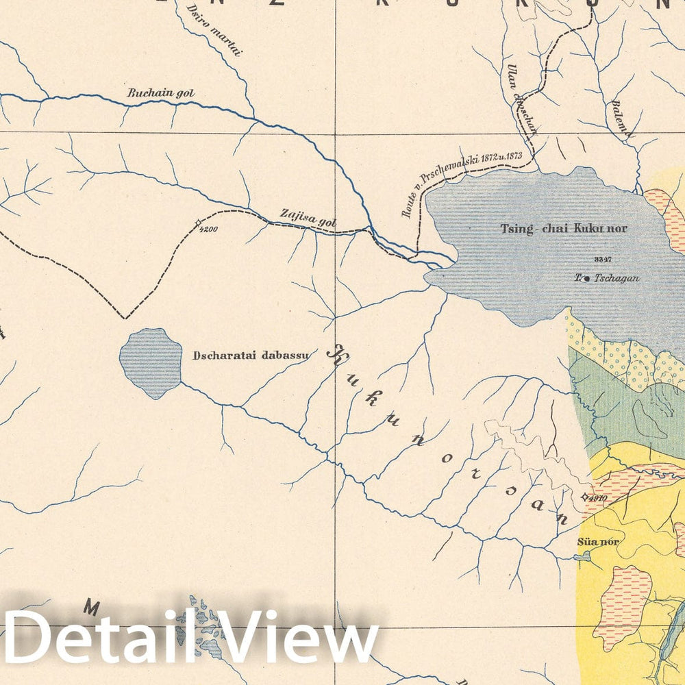 Historic Map : B. II: Geological map. Dependenz Kukunor, 1884, Vintage Wall Decor