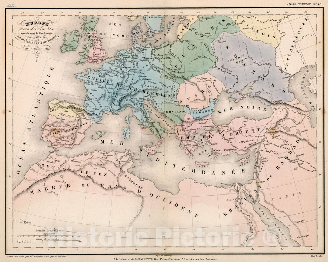 Historic Map : Europe vers l'An, Bonvalet, Hipte and Rousset, 1841, Vintage Wall Decor