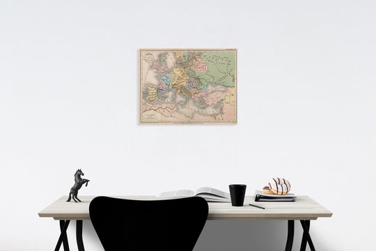 Historic Map : Europe vers l'An, apres la mort de St. Louis, Hipte and Rousset, 1841, Vintage Wall Decor