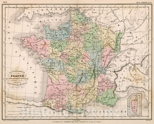 Historic Map : Gouvernements de la France : avec leurs principales Subdivisions avant 1789,, 1841, Vintage Wall Decor