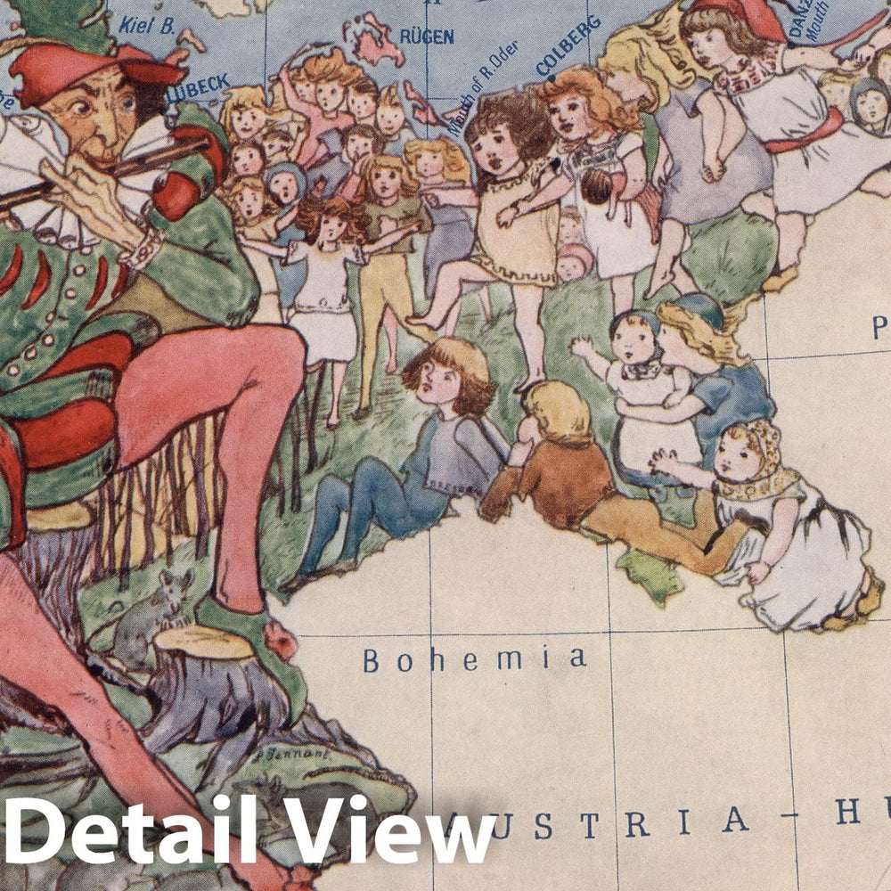 Historic Map : 9. Germany. The Children Followed the Pied Piper., 1912, Vintage Wall Decor