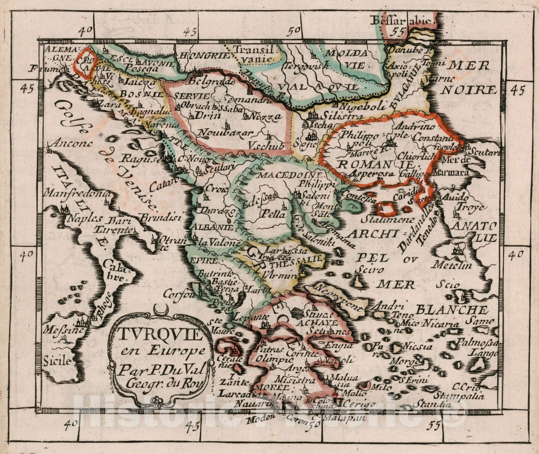 Historic Map : Turcquie en Europe., 1682, Vintage Wall Decor