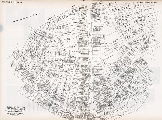 Historic Map : Business Section, City of New London (Connecticut)., 1946, Vintage Wall Decor