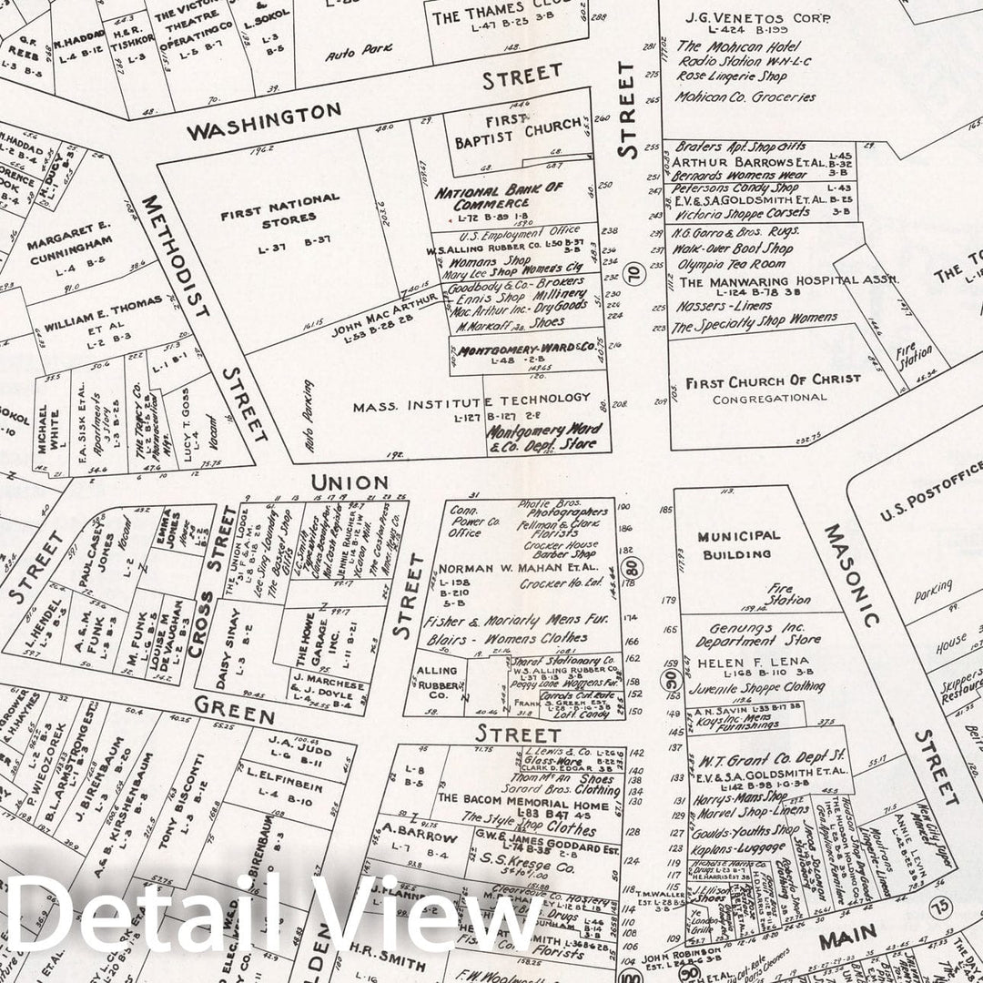 Historic Map : Business Section, City of New London (Connecticut)., 1946, Vintage Wall Decor