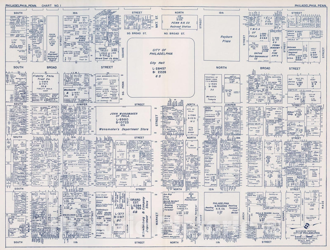 Historic Map : Business Section, City of Philadelphia (Pennsylvania). Chart No. 1..., 1950, Vintage Wall Decor