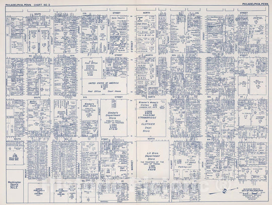 Historic Map : Business Section, City of Philadelphia (Pennsylvania). Chart No. 2., 1950, Vintage Wall Decor