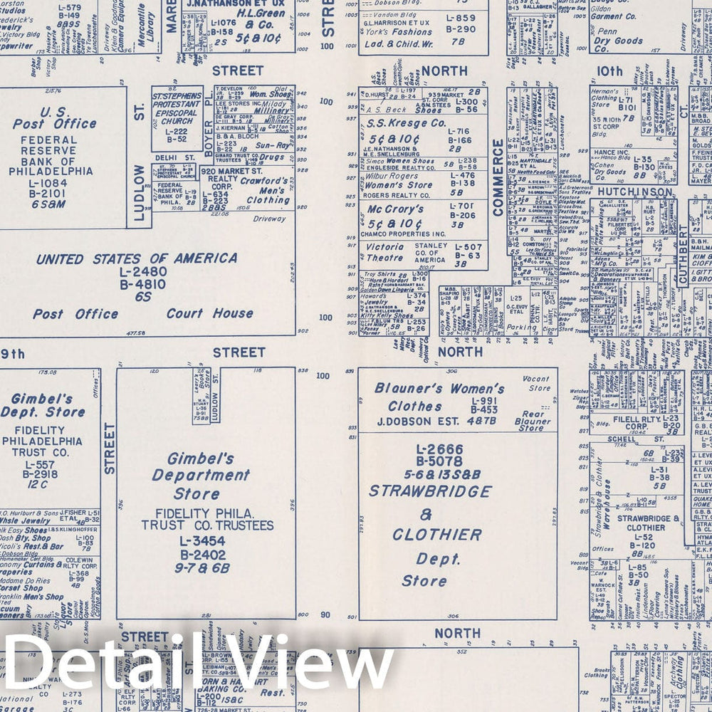 Historic Map : Business Section, City of Philadelphia (Pennsylvania). Chart No. 2., 1950, Vintage Wall Decor