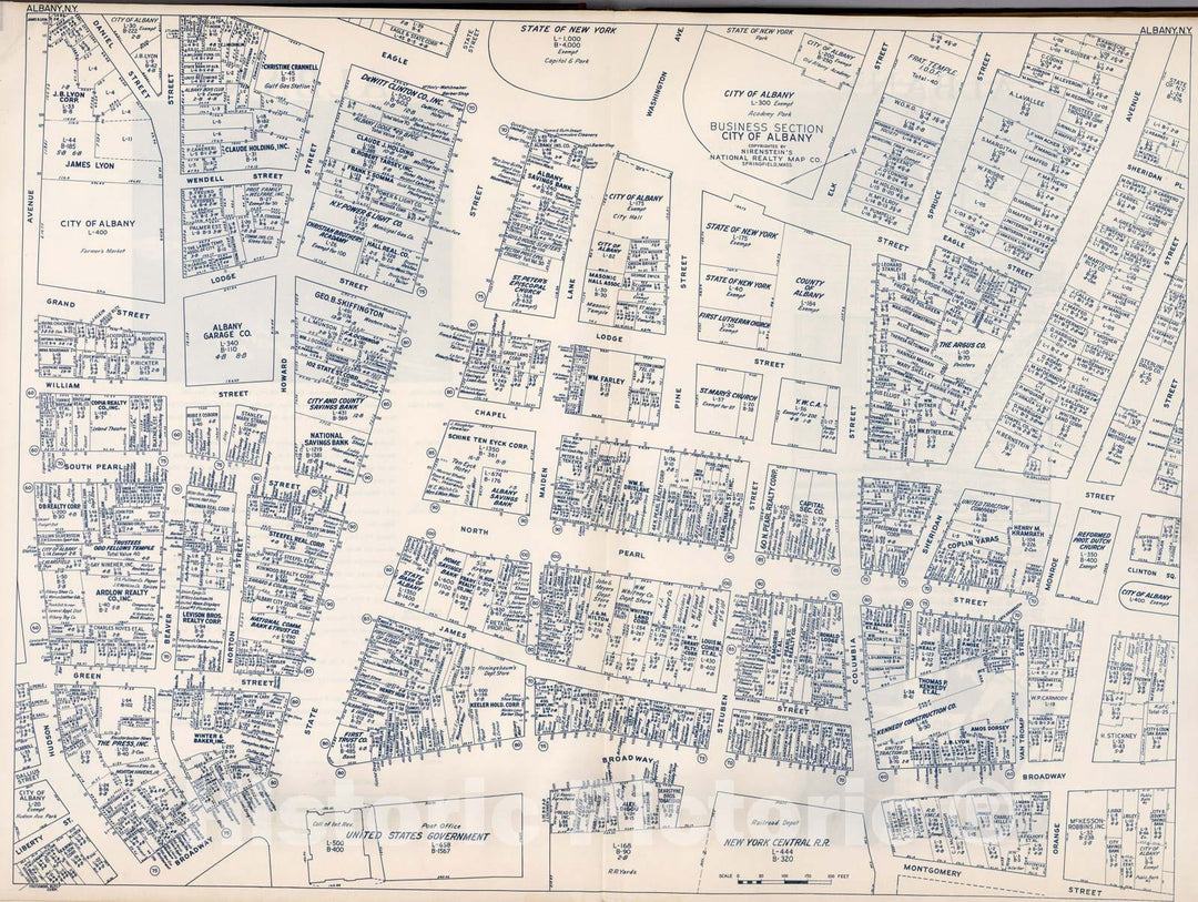 Historic Map : Business Section, City of Albany (New York)., 1947, Vintage Wall Decor