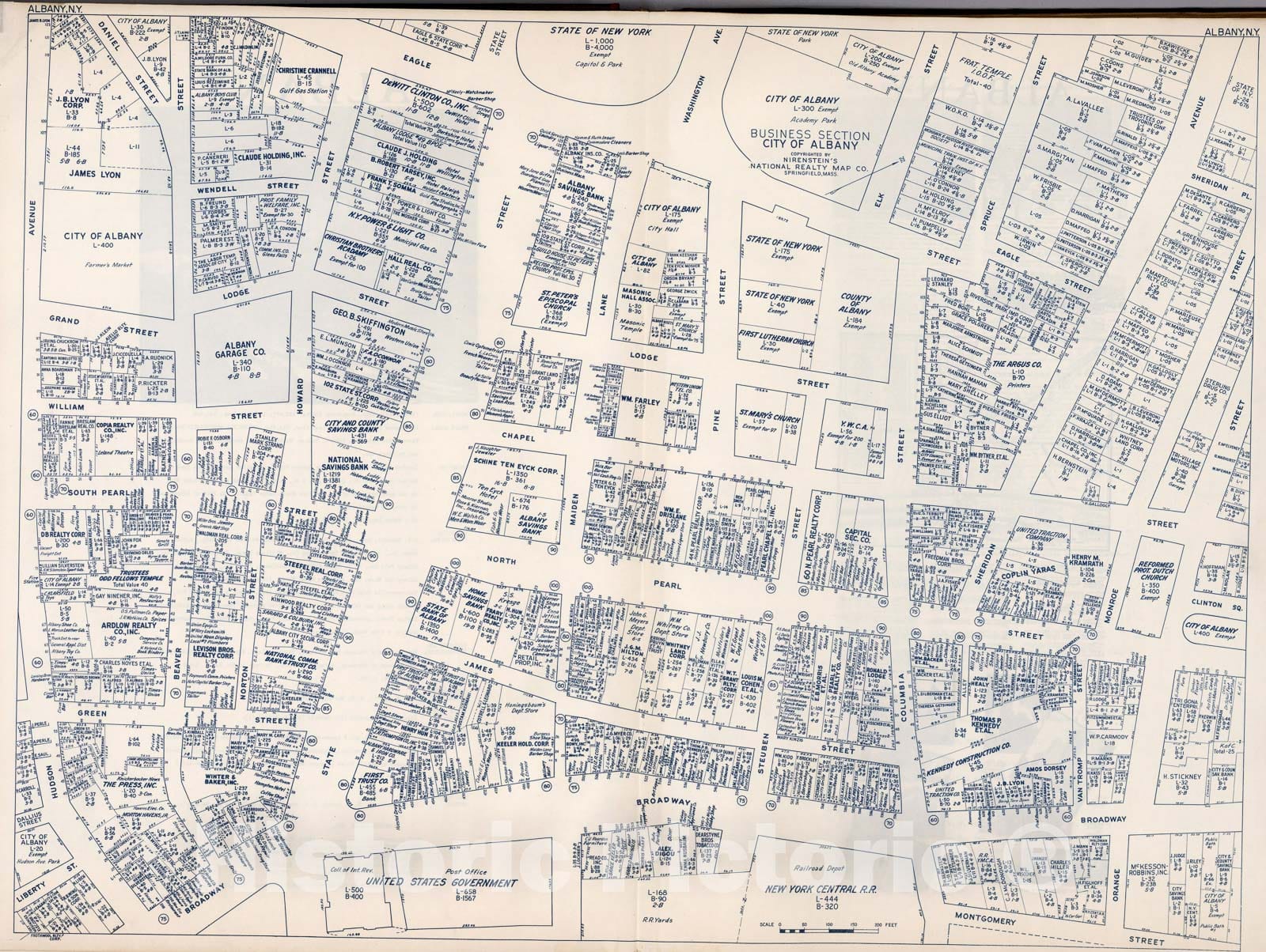 Historic Map : Business Section, City of Albany (New York)., 1947, Vintage Wall Decor