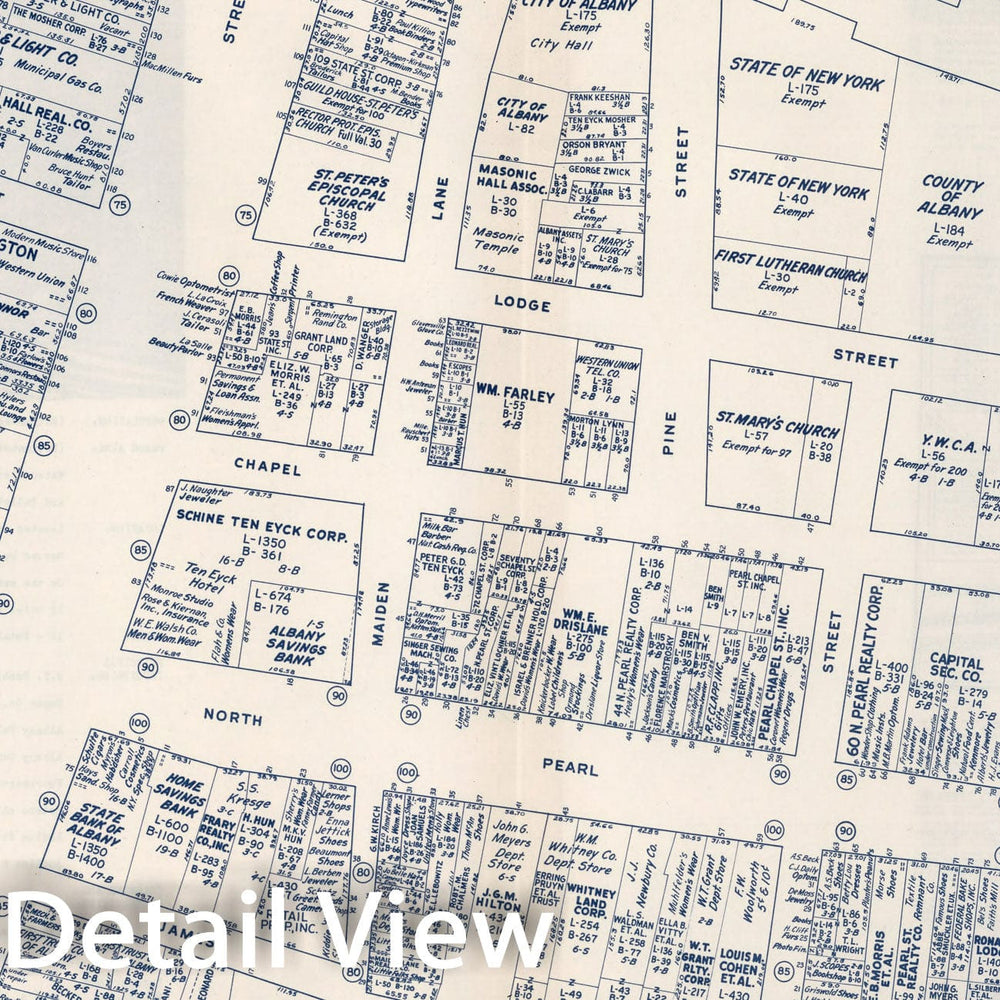 Historic Map : Business Section, City of Albany (New York)., 1947, Vintage Wall Decor