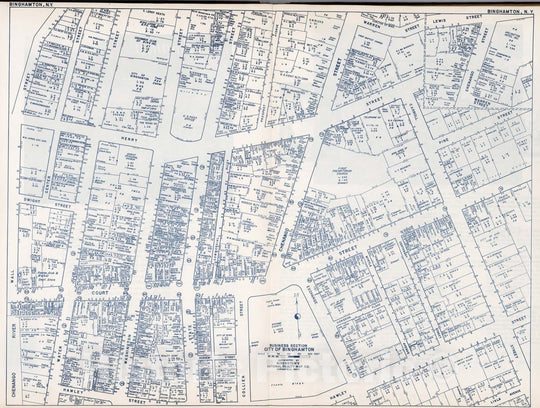 Historic Map : Business Section, City of Binghamton (New York)., 1947, Vintage Wall Decor