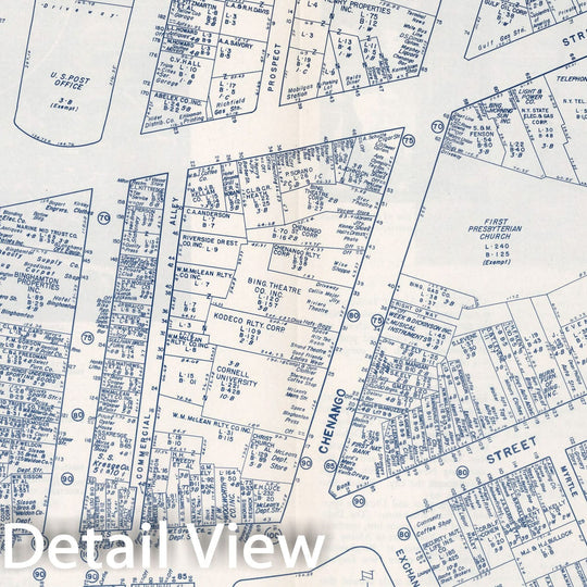 Historic Map : Business Section, City of Binghamton (New York)., 1947, Vintage Wall Decor