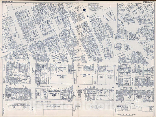 Historic Map : Business Section, City of Brooklyn (New York)., 1947, Vintage Wall Decor