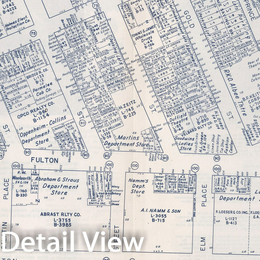 Historic Map : Business Section, City of Brooklyn (New York)., 1947, Vintage Wall Decor