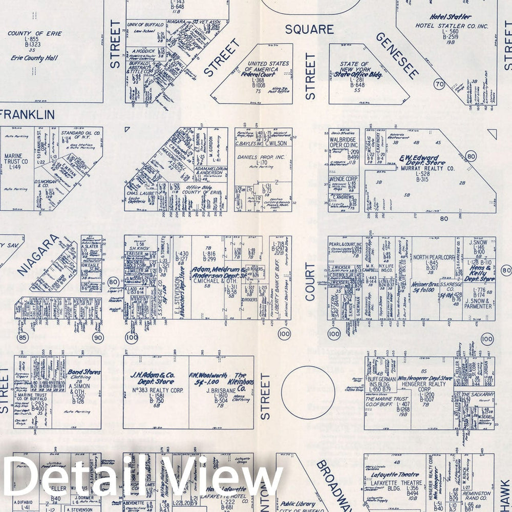 Historic Map : Business Section, City of Buffalo (New York)., 1947, Vintage Wall Decor