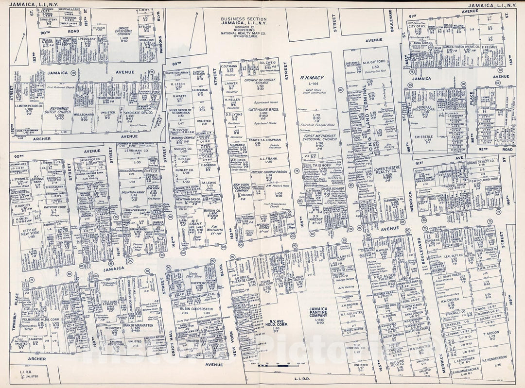 Historic Map : Business Section, City of Jamaica (New York)., 1947, Vintage Wall Decor