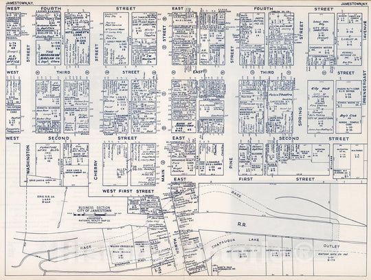 Historic Map : Business Section, City of Jamestown (New York)., 1947, Vintage Wall Decor