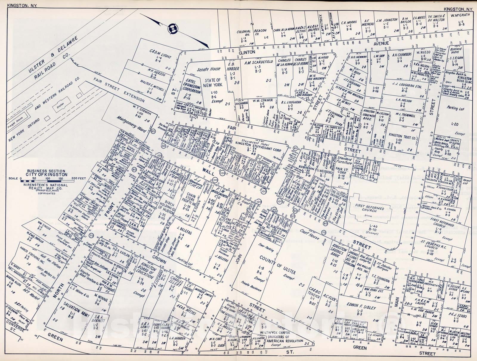 Historic Map : Business Section, City of Kingston (New York)., 1947, Vintage Wall Decor