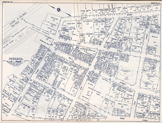 Historic Map : Business Section, City of Kingston (New York)., 1947, Vintage Wall Decor