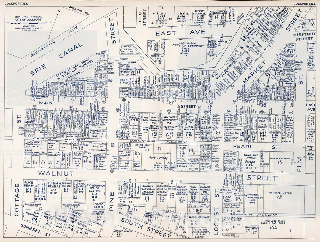 Historic Map : Business Section, City of Lockport (New York)., 1947, Vintage Wall Decor