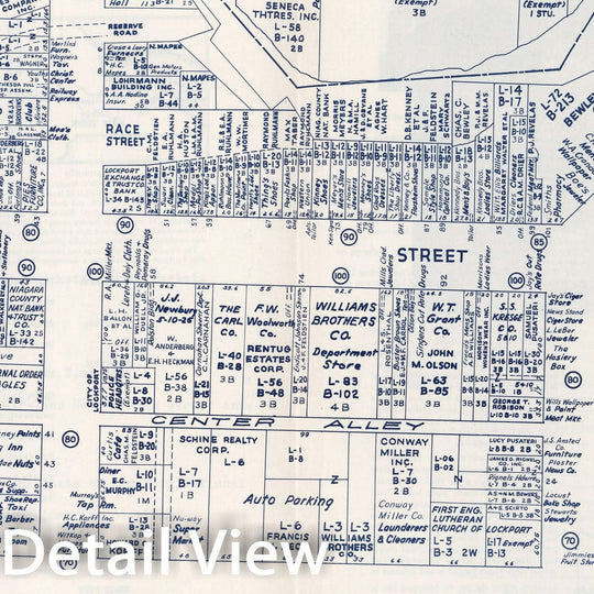 Historic Map : Business Section, City of Lockport (New York)., 1947, Vintage Wall Decor