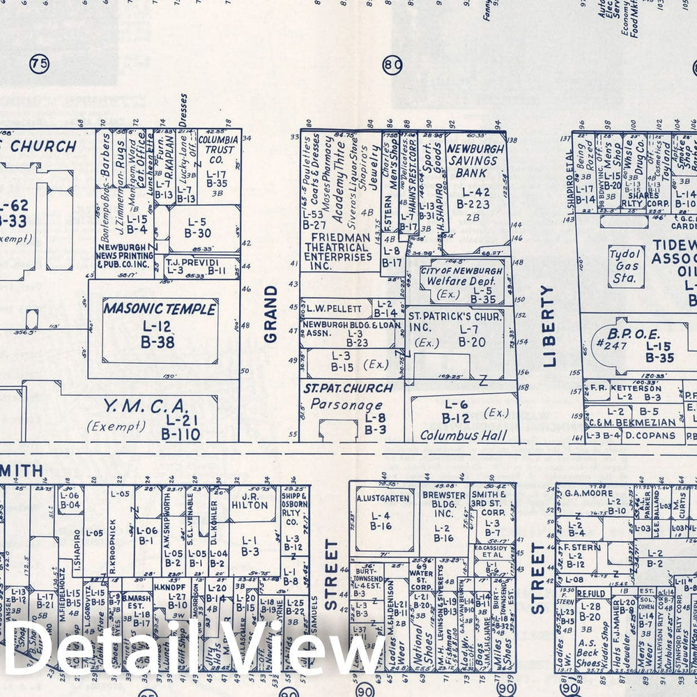 Historic Map : Business Section, City of Newburgh (New York)., 1947, Vintage Wall Decor